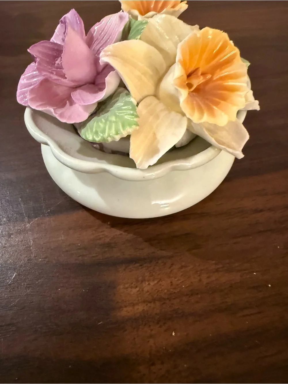 thor Porcelain Floral Bowl in Pink, Yellow and Cream